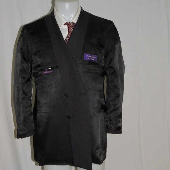 Ralph Lauren Purple Label Gray Birdseye 6x2 VTG Double Breasted Sport Coat 44R - Picture 9 of 11
